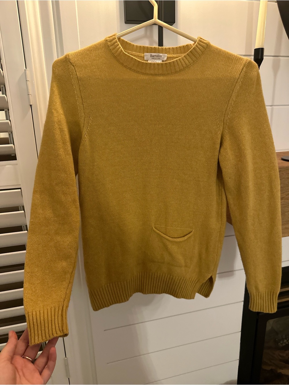 Bartolini Women's Mustard Crewneck Sweater with Pocket Detail
